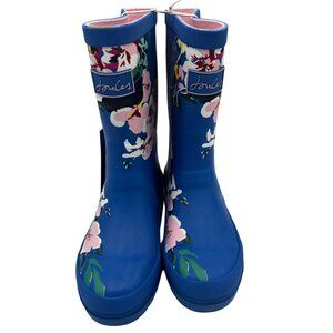 NWT- Joules Blue & Pink Floral Rain Boot Size 1 (Little Kid)